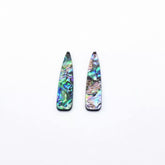 12×54 mm Grey Black Abalone Shell Long Teardrop, One-Hole Sew-On Shell on Acrylic Gem (Sold in Pairs)